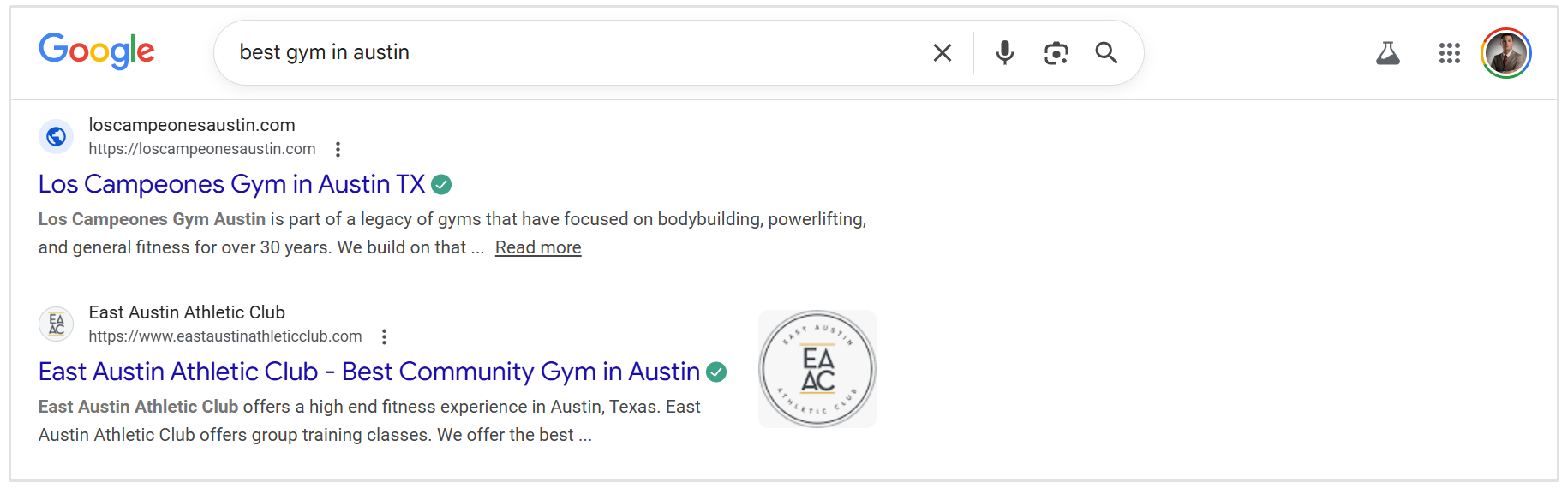 gym terbaik di Austin SERP